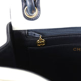 Vintage Chanel Chevron Envelope Flap Shoulder Bag Navy and White Lambskin Gold Hardware