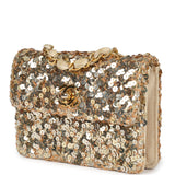 Vintage Chanel Mini Half Flap Bag Gold Sequin Gold Hardware