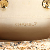 Vintage Chanel Mini Half Flap Bag Gold Sequin Gold Hardware