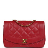 Vintage Chanel Small Diana Flap Bag Red Caviar Gold Hardware