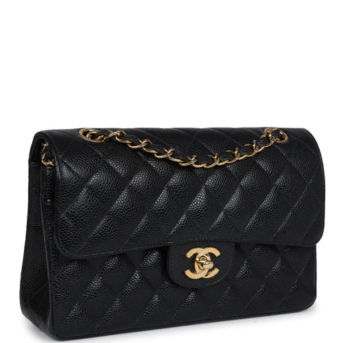 Vintage Chanel Small Classic Double Flap Black Caviar Gold Hardware