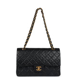 Vintage Chanel Medium Classic Double Flap Bag Black Lambskin Gold Hardware