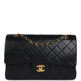 Vintage Chanel Medium Classic Double Flap Bag Black Lambskin Gold Hardware