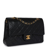 Vintage Chanel Medium Classic Double Flap Bag Black Lambskin Gold Hardware