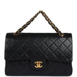 Vintage Chanel Medium Classic Double Flap Bag Black Lambskin Gold Hardware