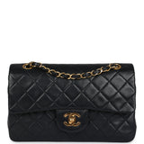 Vintage Chanel Small Classic Double Flap Black Lambskin Gold Hardware