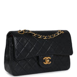 Vintage Chanel Small Classic Double Flap Black Lambskin Gold Hardware