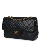 Vintage Chanel Small Classic Double Flap Black Lambskin Gold Hardware