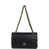 Vintage Chanel Small Classic Double Flap Black Lambskin Gold Hardware