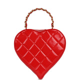 Vintage Chanel Heart Vanity Bag Red and Black Patent Antique Gold Hardware