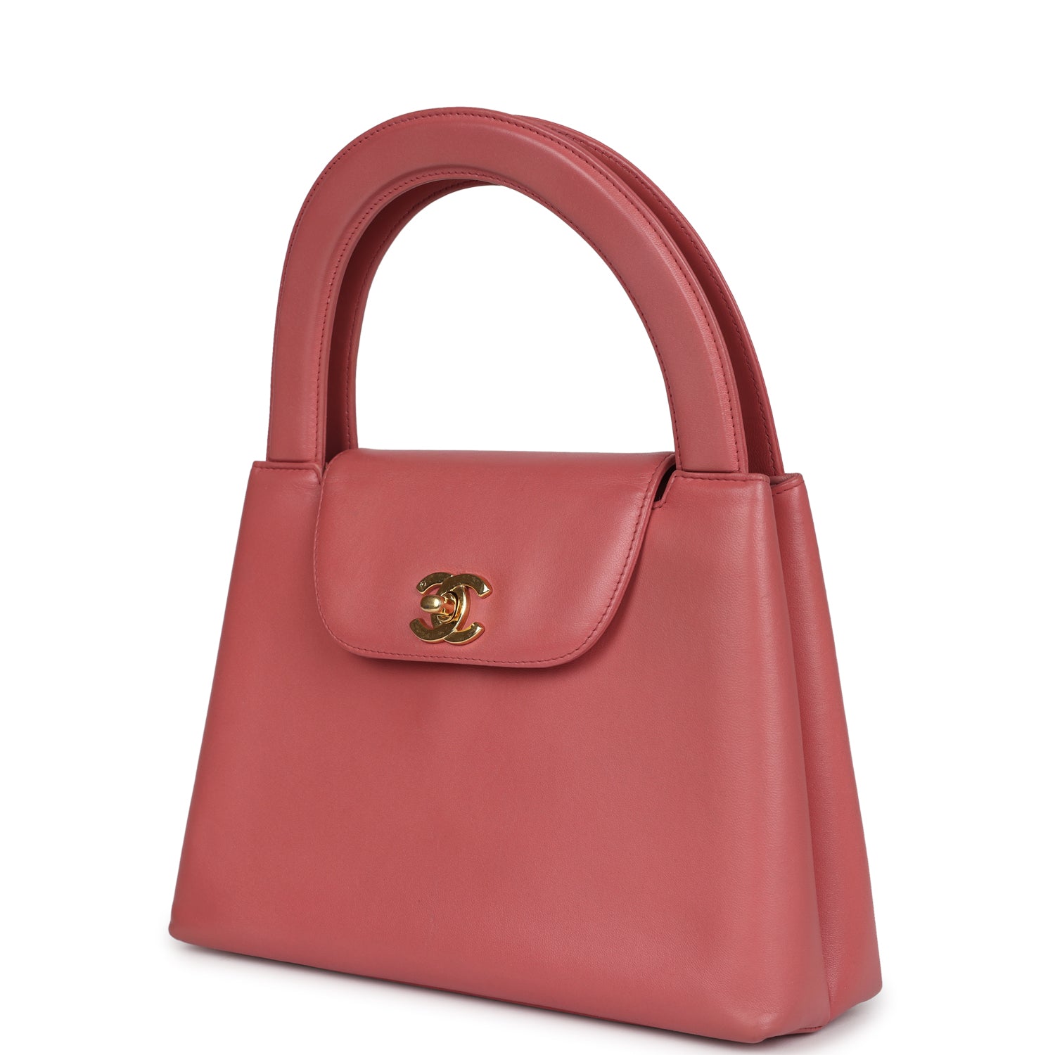 CHANEL VINTAGE KELLY 25S 19 CM IN PASTEL MINT GREEN LAMBSKIN WITH GOLD HARDWARE