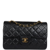 Vintage Chanel Small Classic Double Flap Black Lambskin Gold Hardware