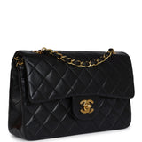 Vintage Chanel Small Classic Double Flap Black Lambskin Gold Hardware