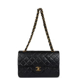 Vintage Chanel Small Classic Double Flap Black Lambskin Gold Hardware