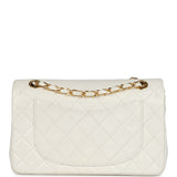 Vintage Chanel Small Classic Double Flap White Lambskin Gold Hardware