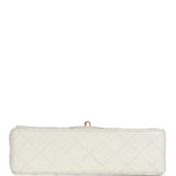 Vintage Chanel Small Classic Double Flap White Lambskin Gold Hardware