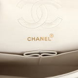 Vintage Chanel Small Classic Double Flap White Lambskin Gold Hardware