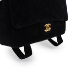 Vintage Chanel Medium Single Flap Bag with Magazine Holder Black Velvet Gold Hardware