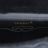 Vintage Chanel Medium Single Flap Bag with Magazine Holder Black Velvet Gold Hardware