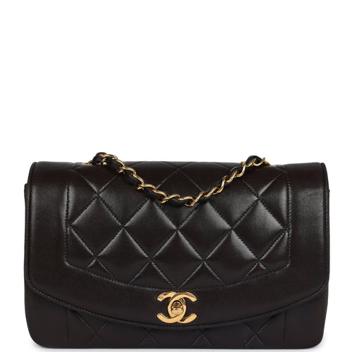 Vintage Chanel Small Diana Flap Bag Black Lambskin Gold Hardware