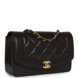 Vintage Chanel Small Diana Flap Bag Black Lambskin Gold Hardware