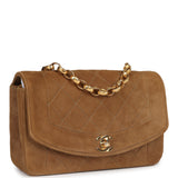 Vintage Chanel Mini Diana Flap Bag Brown Suede Gold Hardware