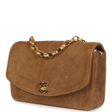 Vintage Chanel Mini Diana Flap Bag Brown Suede Gold Hardware