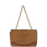 Vintage Chanel Mini Diana Flap Bag Brown Suede Gold Hardware