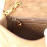 Vintage Chanel Mini Diana Flap Bag Brown Suede Gold Hardware