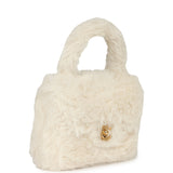 Vintage Chanel Micro Kelly Child White Rabbit Fur Gold Hardware