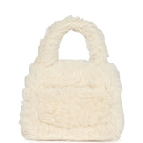 Vintage Chanel Micro Kelly Child White Rabbit Fur Gold Hardware