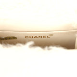 Vintage Chanel Micro Kelly Child White Rabbit Fur Gold Hardware