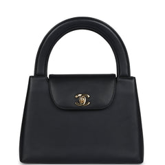 Vintage Chanel Large Kelly Black Lambskin Gold Hardware
