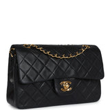 Vintage Chanel Small Classic Double Flap Black Lambskin Gold Hardware