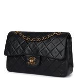 Vintage Chanel Small Classic Double Flap Black Lambskin Gold Hardware