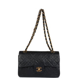 Vintage Chanel Small Classic Double Flap Black Lambskin Gold Hardware