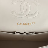 Vintage Chanel Small Classic Double Flap Bag White Lambskin Gold Hardware