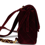 Vintage Chanel Medium Classic Flap Backpack Burgundy Velvet Gold Hardware