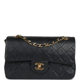 Vintage Chanel Small Classic Double Flap Black Lambskin Gold Hardware