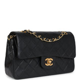 Vintage Chanel Small Classic Double Flap Black Lambskin Gold Hardware