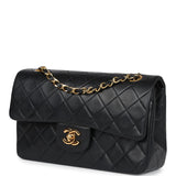 Vintage Chanel Small Classic Double Flap Black Lambskin Gold Hardware