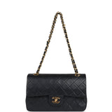 Vintage Chanel Small Classic Double Flap Black Lambskin Gold Hardware