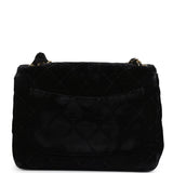 Vintage Chanel Mini Square Flap Bag Black Velvet Gold Hardware