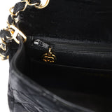 Vintage Chanel Mini Square Flap Bag Black Velvet Gold Hardware