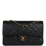 Vintage Chanel Small Classic Double Flap Black Lambskin Gold Hardware