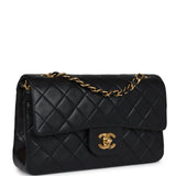 Vintage Chanel Small Classic Double Flap Black Lambskin Gold Hardware