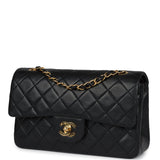 Vintage Chanel Small Classic Double Flap Black Lambskin Gold Hardware