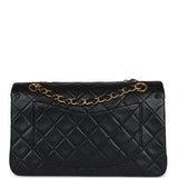 Vintage Chanel Small Classic Double Flap Black Lambskin Gold Hardware