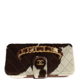 Vintage Chanel Rectangular Vanity Box Brown and White Cow Print Pony Hair Antique Gold Hardware