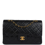 Vintage Chanel Medium Classic Double Flap Bag Black Lambskin Gold Hardware